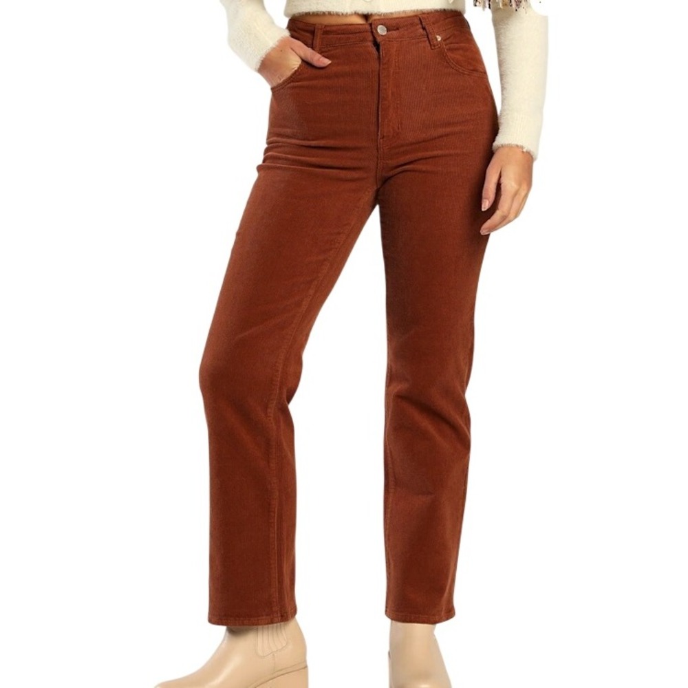 Rolla's Womens 31 Original Straight Rust Brown Corduroy High Rise Pants